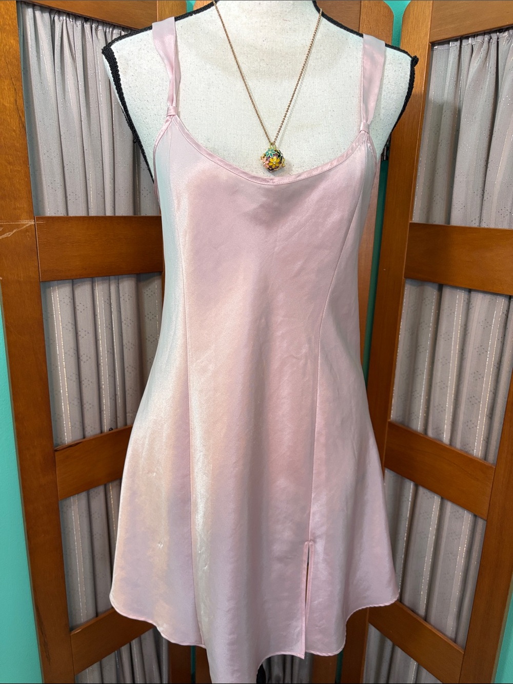 Morgan Taylor Blush Satin A-Line Slip Chemise